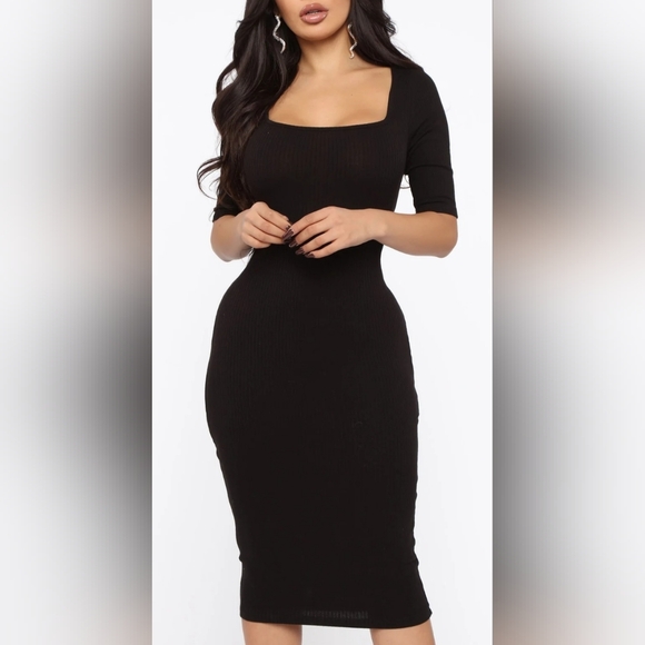 Fashion Nova "A Little Bossy Midi Dress" Black- Size: Small- NEW with Tags!!!! - Picture 3 of 11
